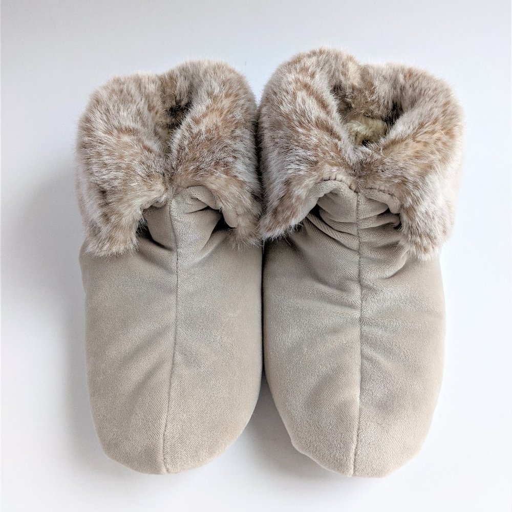Restoration Hardware Plush Faux Fur Bootie Slippers